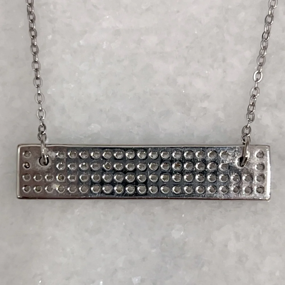 Sterling Silver CZ Bar Necklace